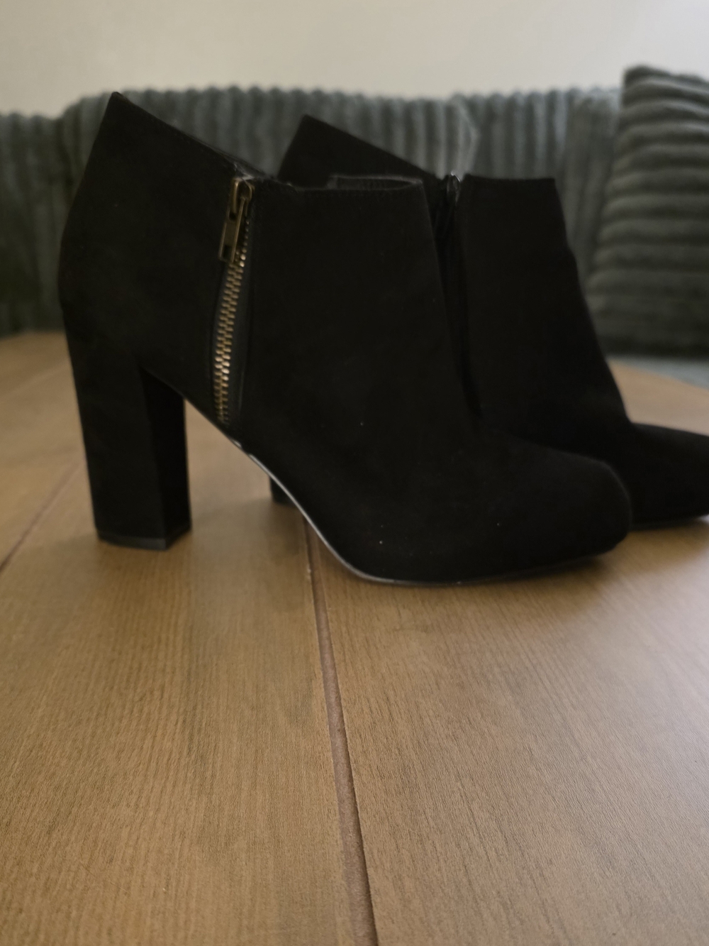 Madden Girl Women's Black Suede Block Heel Ankle Booties